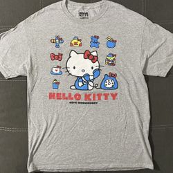 Sanrio x Loot Crate Hello Kitty 45th Anniversary T-Shirt Size Large L Grey Gray
