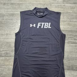 Under Armour FTBL Gray Compression Sleeveless Shirt Football Men Size XL