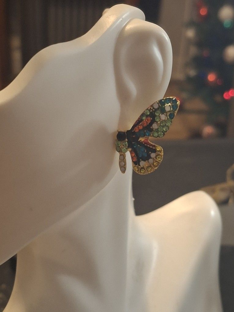 Multicolor Butterfly Stud Earrings