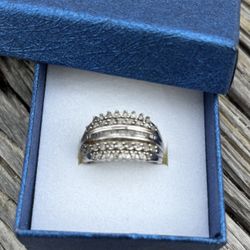 Diamond Band Ring, Sterling Silver 