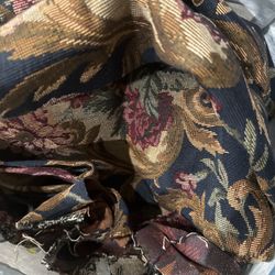 7 Yards Vintage Woven Tapestry Upholstery Fabric – Floral Scroll Pattern
