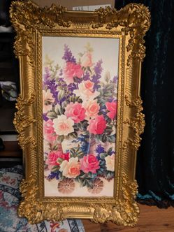 Floral picture with baroque frame