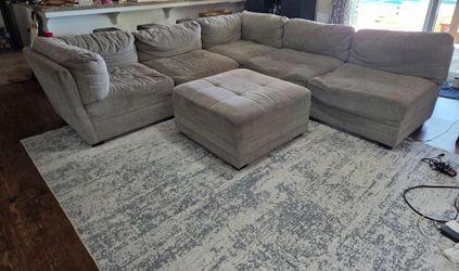 Grey Sofa Loveseat Modular Sectional Couch 6 Piece Ottoman