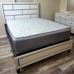 NEW QUEEN PILLOW TOP MATTRESS WITH BOX SPRING ♨️ Bed frame is not available