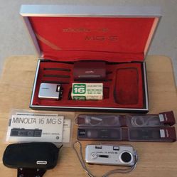 Minolta Vintage 16 MgS Camera W/  Accessories