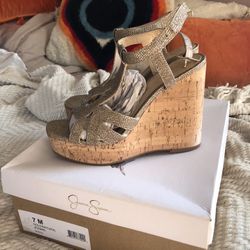 Strappy shimmery Gold Women’s Wedge - Jessica Simpson