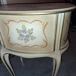 Curio cabinet and two in tables french manufacture hand painted