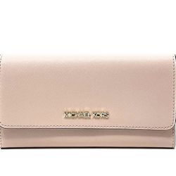 Michael Kors Women's Jet Set Travel Large Trifold Wallet Powder Blush