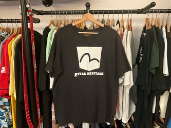 Evisu Heritage Seagull Pocket Graphic Tee Black Japanese Streetwear Size XL