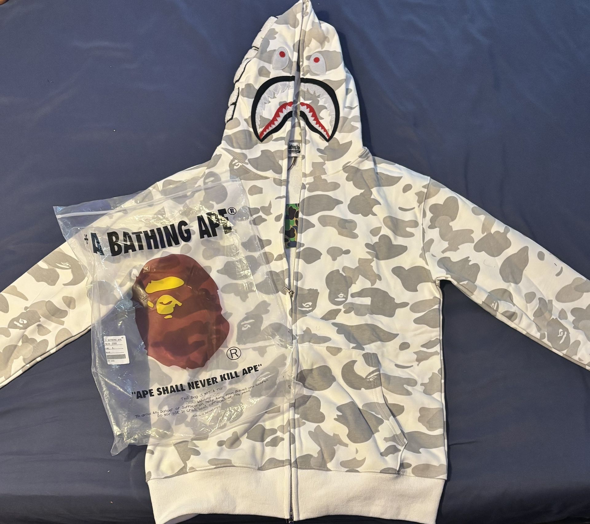White Bape Zip Up, Size Large