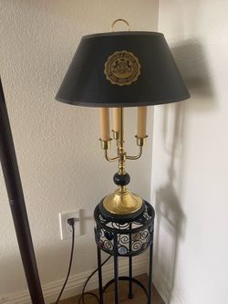 22" Pennsylvania State University 3 Candlestick Bouillotte Brass Penn State Lamp