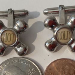 Vintage Cufflinks Hot And Cold, Plumbers