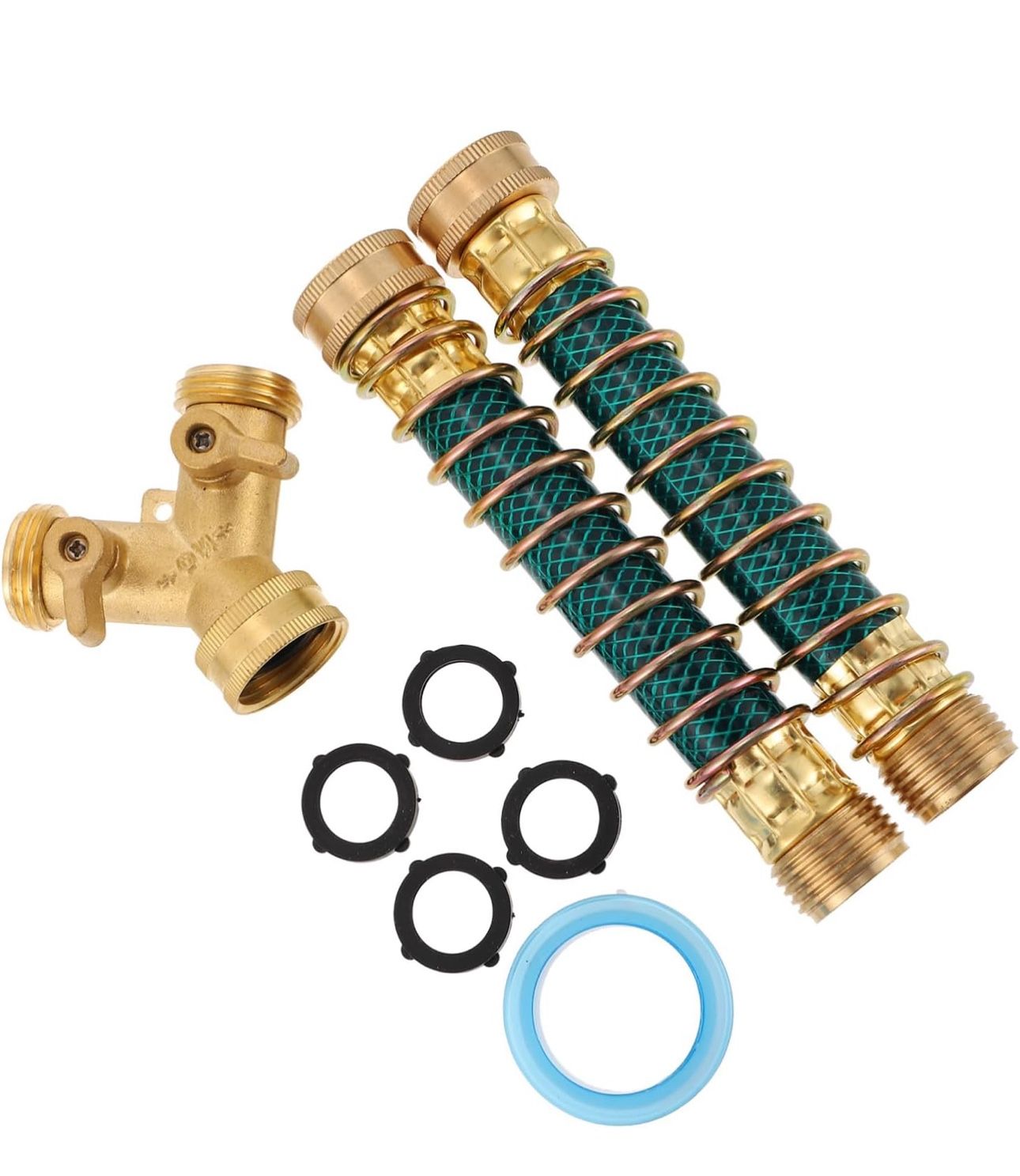 🔥Brand new 🔥 1Set Y Hose Splitter Way Adapter Garden Hose Connector for Faucet with Kink Protection Coils Durable Water Splitter with Precision Fitt