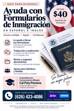 Ayuda con Formularios de Inmigración 🇺🇸 | Español e Inglés | Desde $40