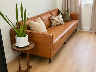 West Elm Axel Leather Sofa — Cognac / Saddle
