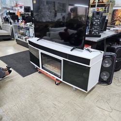 75 Inch TV Stand With Bluetooth Speakers and Fireplace 