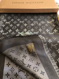 Louis Vuitton Monogram Shine Shawl Black Silk