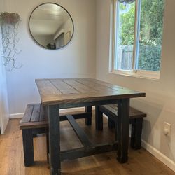 Handcrafted Picnic Dining Table With 2 Benches
