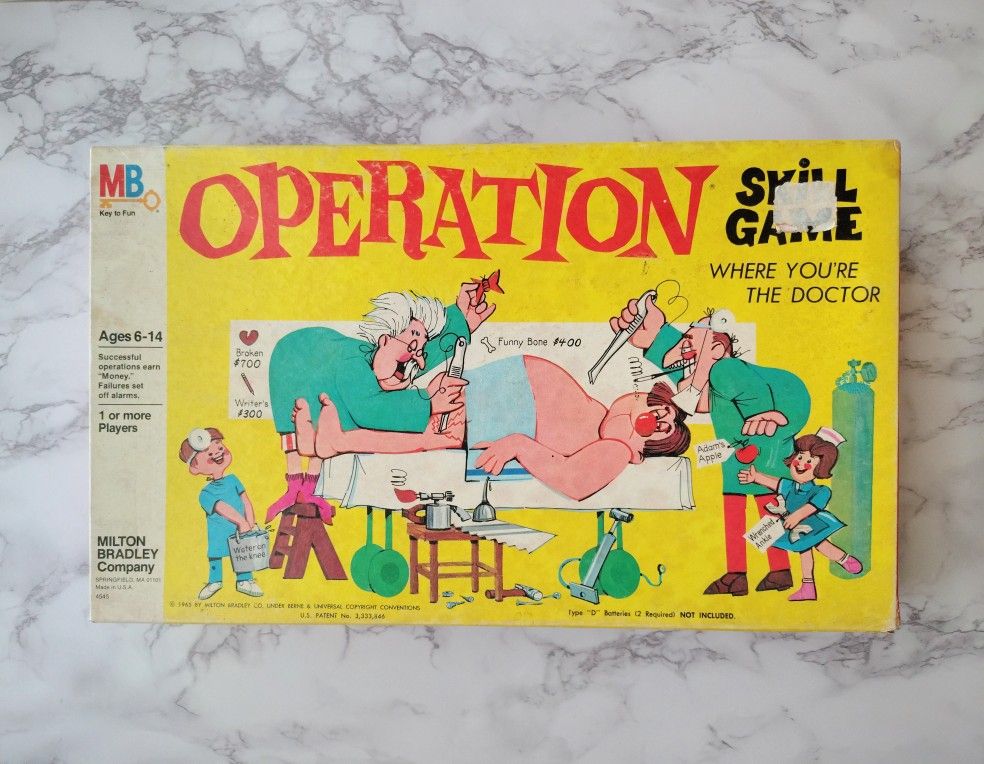 Operation Milton Bradley Vintage 1970's-the 1980's "Smoking Doctor" Board Game