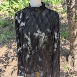 H&M Edition Women's Small Black Fringe Blouse 