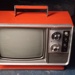 1970s Mid-Century Modern Orange Zenith Television