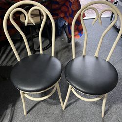 Two Metal Black Cushion Bristol Chairs