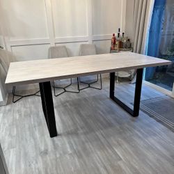 West Elm Modern Dining Table white washed Wood 