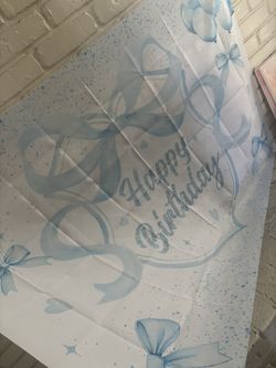Happy Birthday Banner Backdrop And Cake Topper