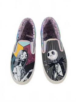 Disney Nightmare Before Christmas Jack & Sally Slip On Shoes Size 8.5