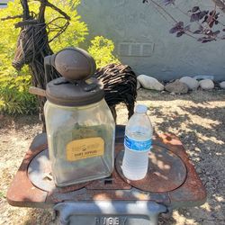 Antique hand-crank butter churn