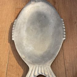 Antique Vintage Metal Fish plate 15”L