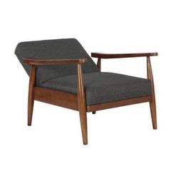 Better Homes & Gardens Mid Century Chair, Adjustable Position, Wood with Linen Upholstery, Gray
