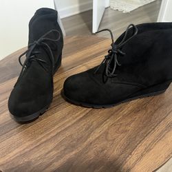 Black Wedge Booties Size 8.5