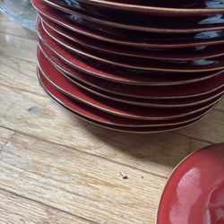 Crate & Barrel Red Dinnerware Set - 12 pcs