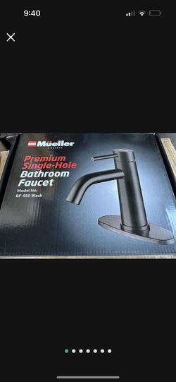 Mueller Premium Single Hole Bathroom Faucet BF-550 Matte Black. Open Box