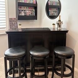 Home bar with bar stools