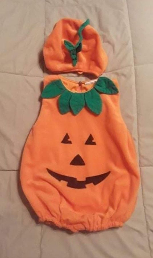 Halloween costume orange pumpkin with cap toddler size 24 months $10 FIRM