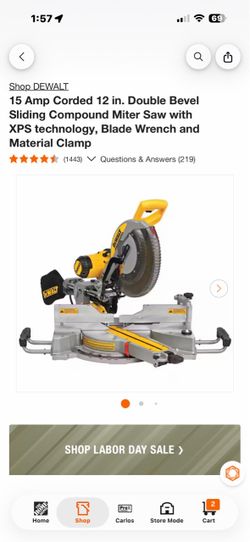 15 Amp Corded 12 in. Double Bevel Sliding Compound Miter Saw with XPS technology, Blade Wrench and Material $385