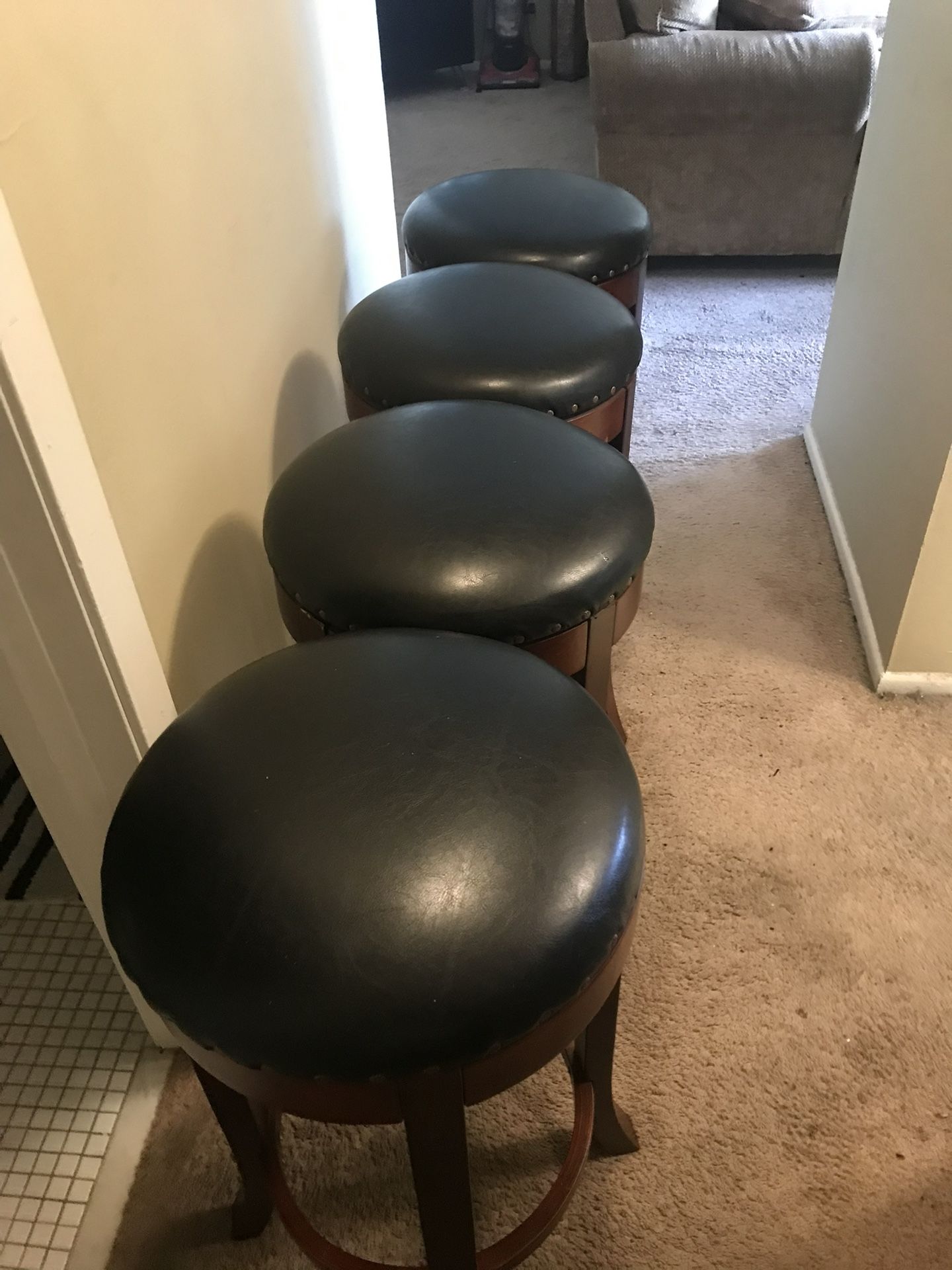 4 Leather Bar Stools