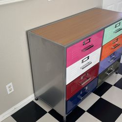 2 Metal Dressers & End Table 