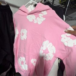 Pink Denim Tear Hoodie