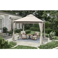 Palantine 10.5 ft. x 10.5 ft. Tan Soft Top Gazebo