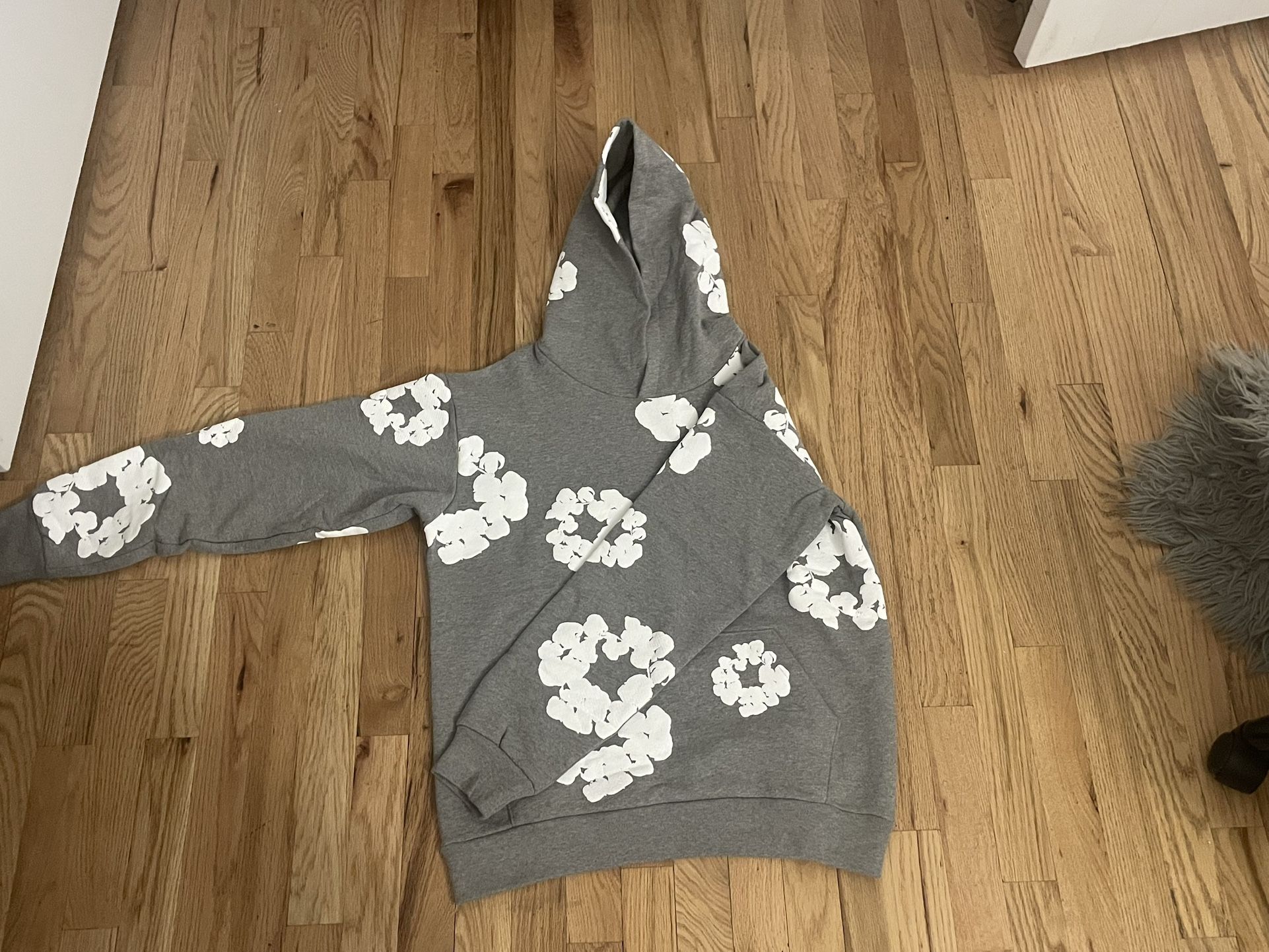 Grey Denium Tears Hoodie