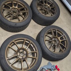 (5) Konig Heliogram 17x8.5 5x100 +38, 225/45/17 Bridgestone Potenza Race
