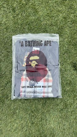 Authentic BAPE Plaid Big Ape Head T-Shirt Black Size Medium (Brand New)
