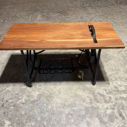 Repurposed Sewing Machine Frame Table