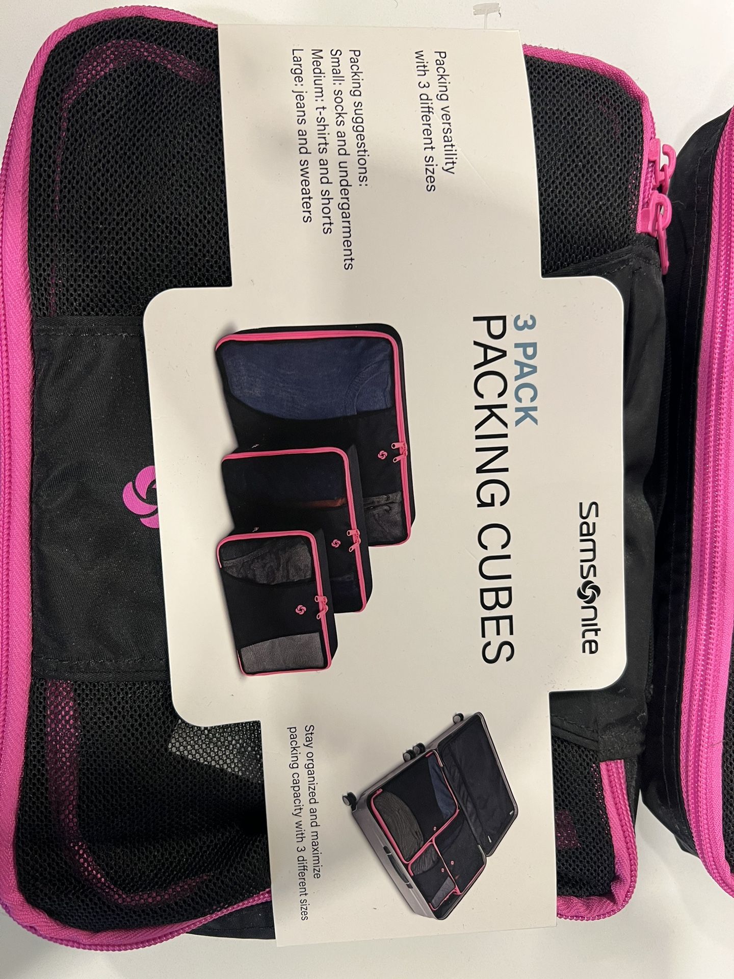2 (Pink) 3 Pack Samsonite Packing Cubes (Brand New)