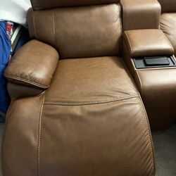 Camel leather recliner