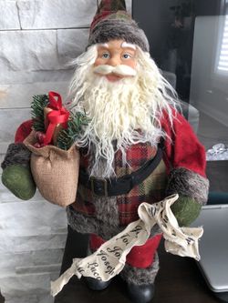 Santa Claus with wish list statue 19 inches