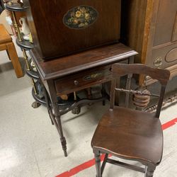 Antique child’s secretary desk and chair